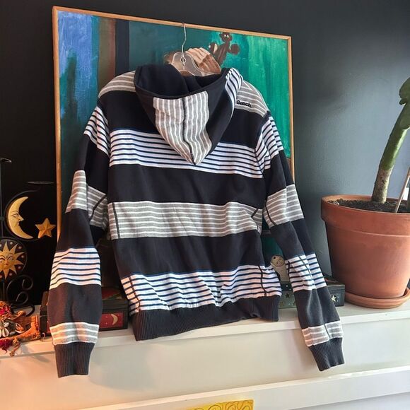 Bench Men's Blue and Gray Striped Zip-Up Fleece Lined Sweater Size XL - Picture 12 of 16